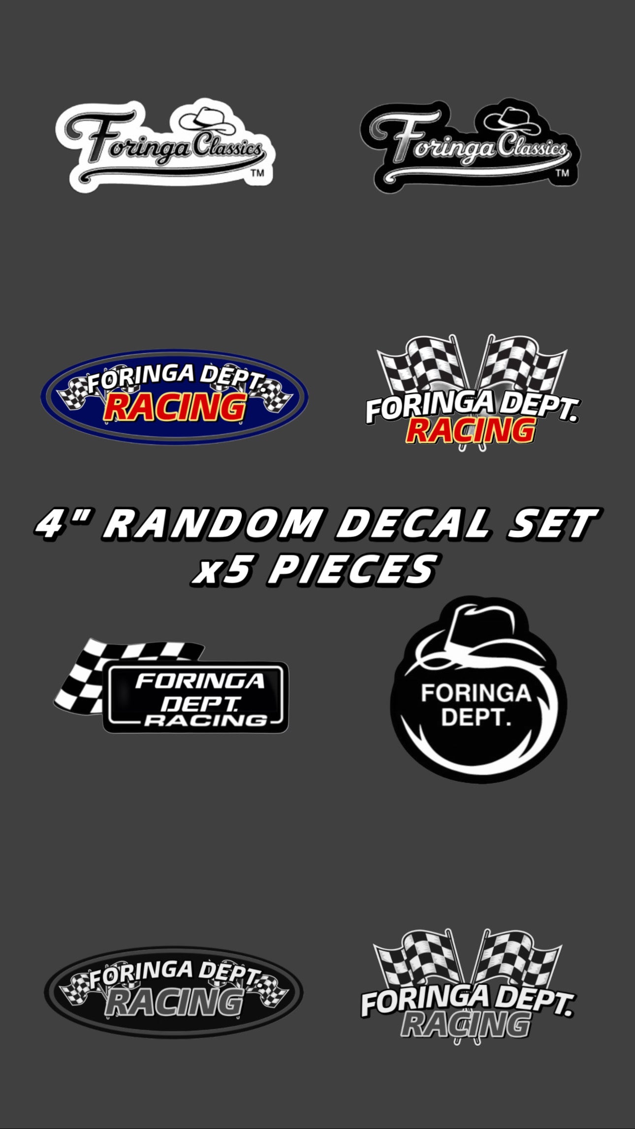 4” RANDOM DECALS (set of 5)